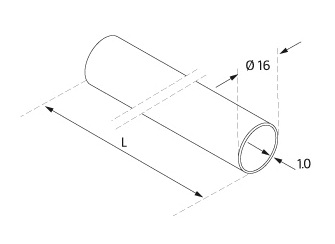 Stainless Steel Tube - Model 1900/1910 - Ø 16mm CAD Drawing